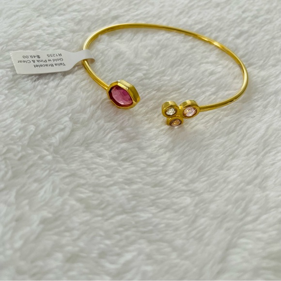 TALIA NWT Gold Crystal Cuff Bracelet with Pink & Clear Crystals - Picture 3 of 13